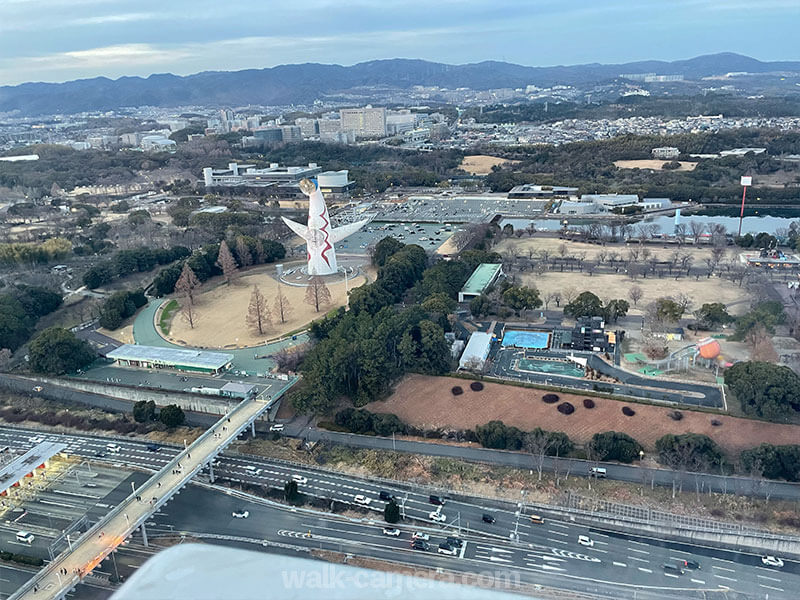 OSAKA WHEELのゴンドラから見る万博記念公園