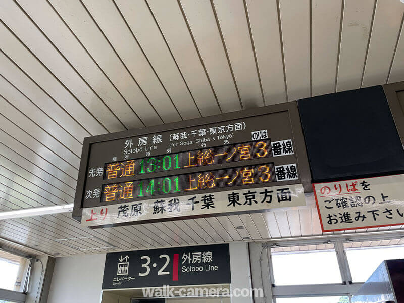 勝浦駅から外房線（上総一ノ宮行き）に乗車