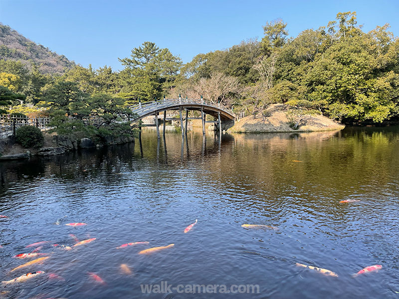 栗林公園 偃月橋の風景