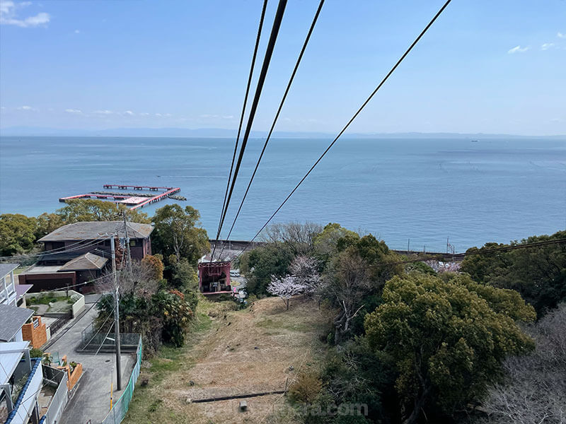 須磨浦ロープウェイのゴンドラから見る瀬戸内海の景色